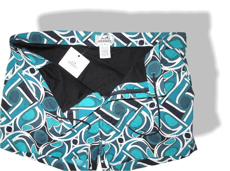 Hermes Turquoise Virages by Pierre Peron Swimwear Board Shorts Casual Beach Pants Sz XL, NWT! - poupishop