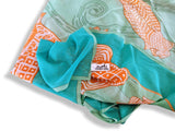 Hermes Turquoise/Orange KOI Fishes Cotton Huge Cotton Pareo, Superb palette! - poupishop