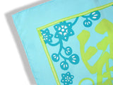 Hermes Turquoise/Vert Vif/Aqua Chinese Zodiac L'ANNEE DU RAT Gavroche Pocket Scarf 45 - poupishop