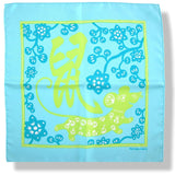 Hermes Turquoise/Vert Vif/Aqua Chinese Zodiac L'ANNEE DU RAT Gavroche Pocket Scarf 45 - poupishop