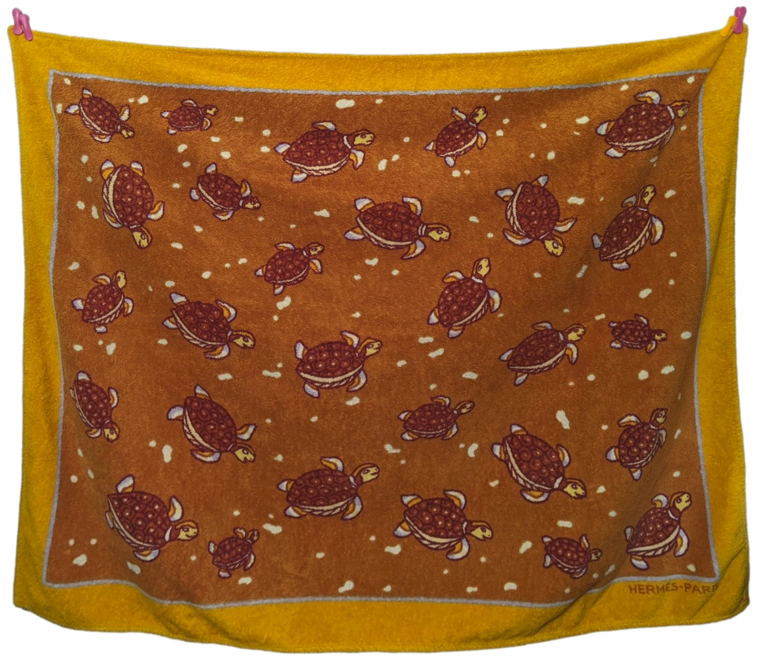 Hermes Orange "Turtles" Tapis de Plage Terry Beach Towel XXL 145 x 190 cm