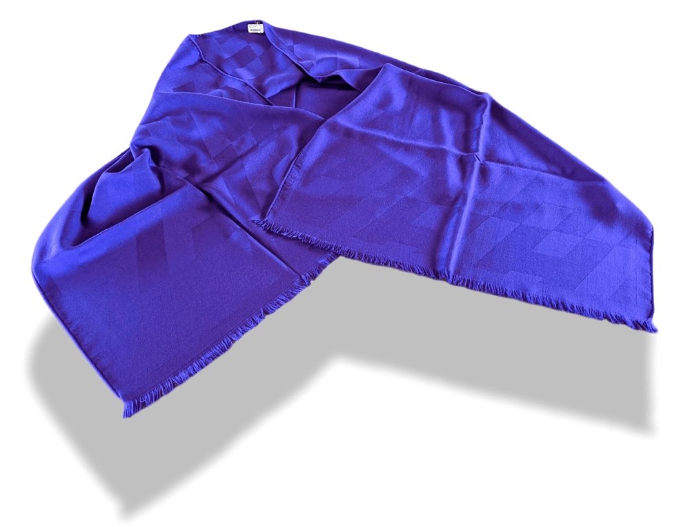 Hermes Ultra Purple Fringed Etole H EN BIAIS MUFFLER 85% Cashmere 72 x 204 cm, BNWT! - poupishop
