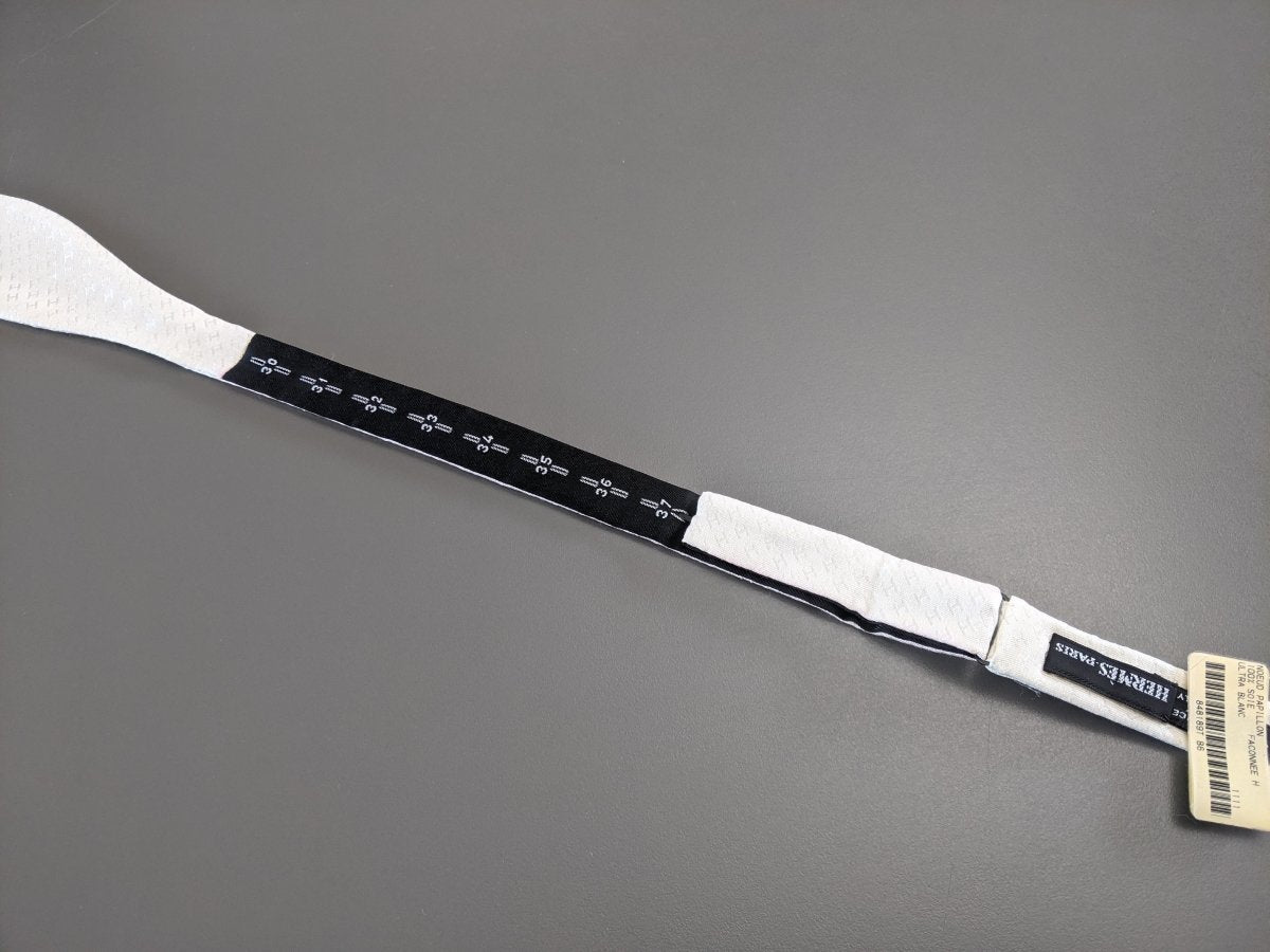 Hermes Ultra White Self-Tie Bow Tie FACONNEE H Adjustable Size in Jacquard Silk 6 cm, NWT in Pochette! - poupishop