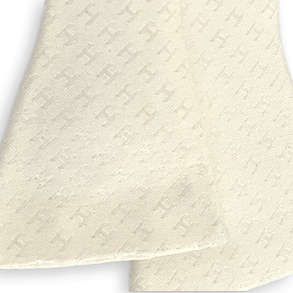 Hermes Ultra White Self-Tie Bow Tie FACONNEE H Adjustable Size in Jacquard Silk 6 cm, NWT in Pochette! - poupishop