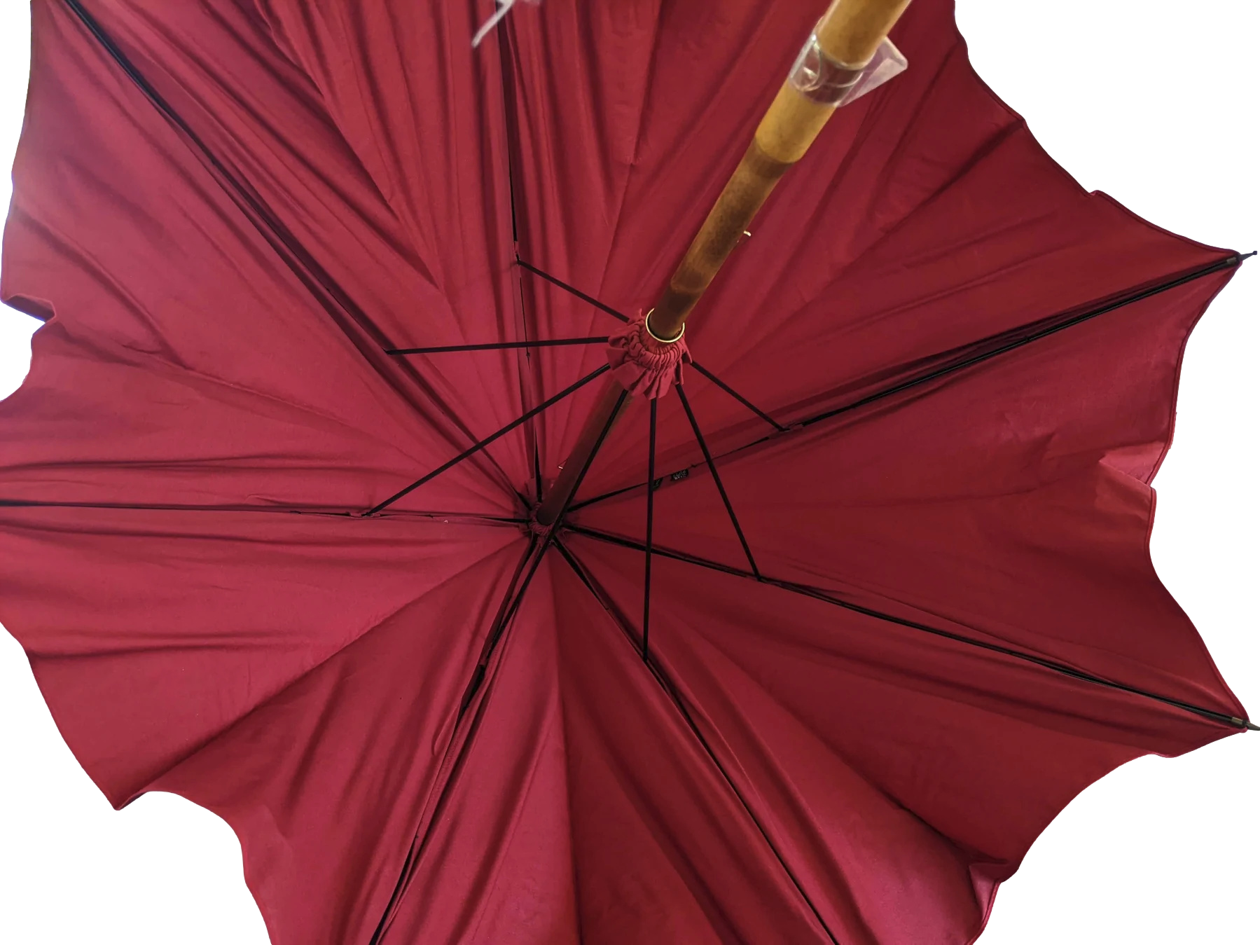 Hermes Rouge Canvas Umbrella with Natural Wood Handle, Made in England
