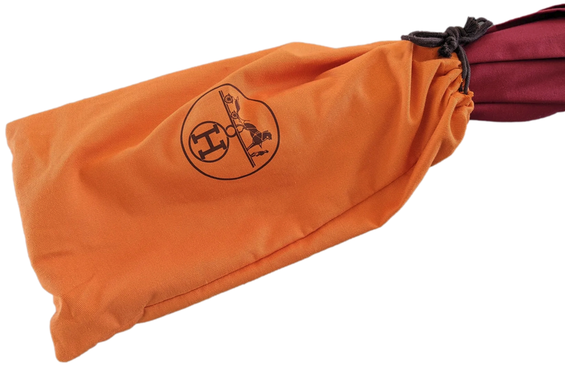 Hermes Rouge Canvas Umbrella with Natural Wood Handle, Made in England