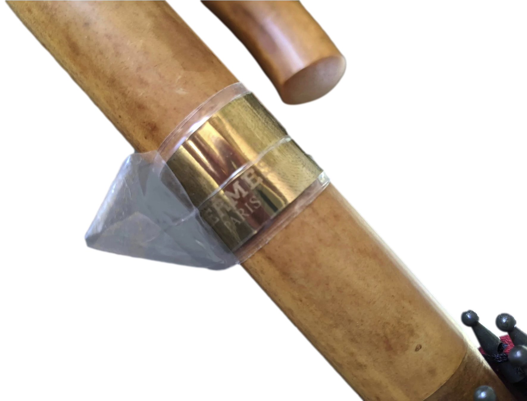 Hermes Rouge Canvas Umbrella with Natural Wood Handle, Made in England