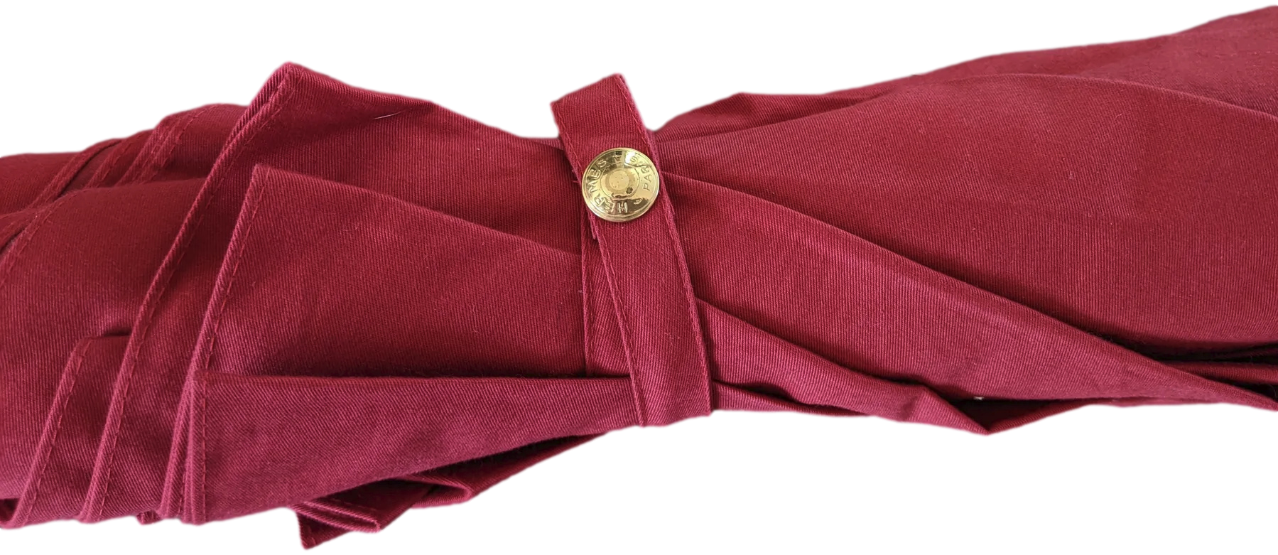 Hermes Rouge Canvas Umbrella with Natural Wood Handle, Made in England