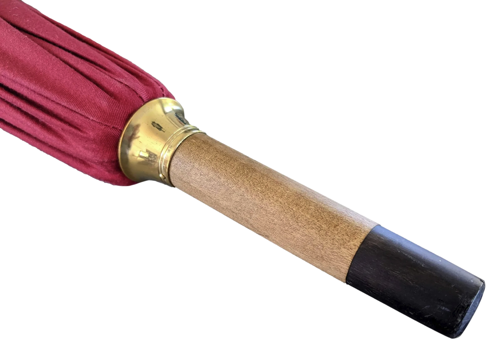 Hermes Rouge Canvas Umbrella with Natural Wood Handle, Made in England