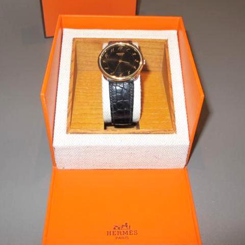 Hermes Unisex Black Crocodile Wrist Watch Arceau 33, Box! - poupishop