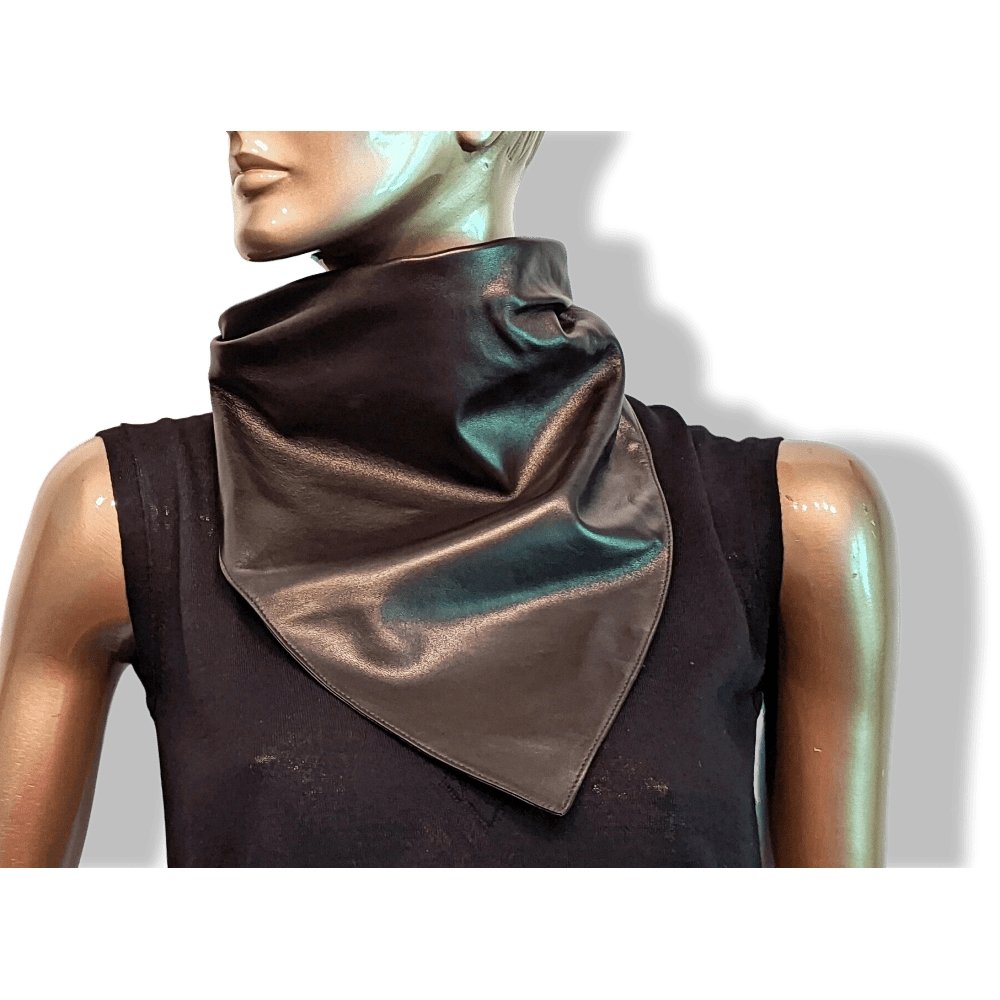 Hermes Unisex Black Lambskin COL FICHU AGNEAU PLUME Rodeo Bandana Texas Look, BNWTIB! - poupishop
