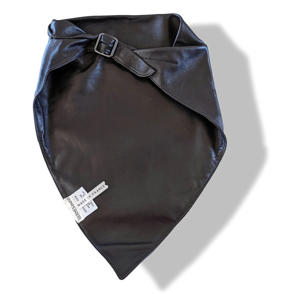 Hermes Unisex Dark Brown Lambskin COL FICHU AGNEAU PLUME Rodeo Bandana Texas Look, BNWTIB! - poupishop
