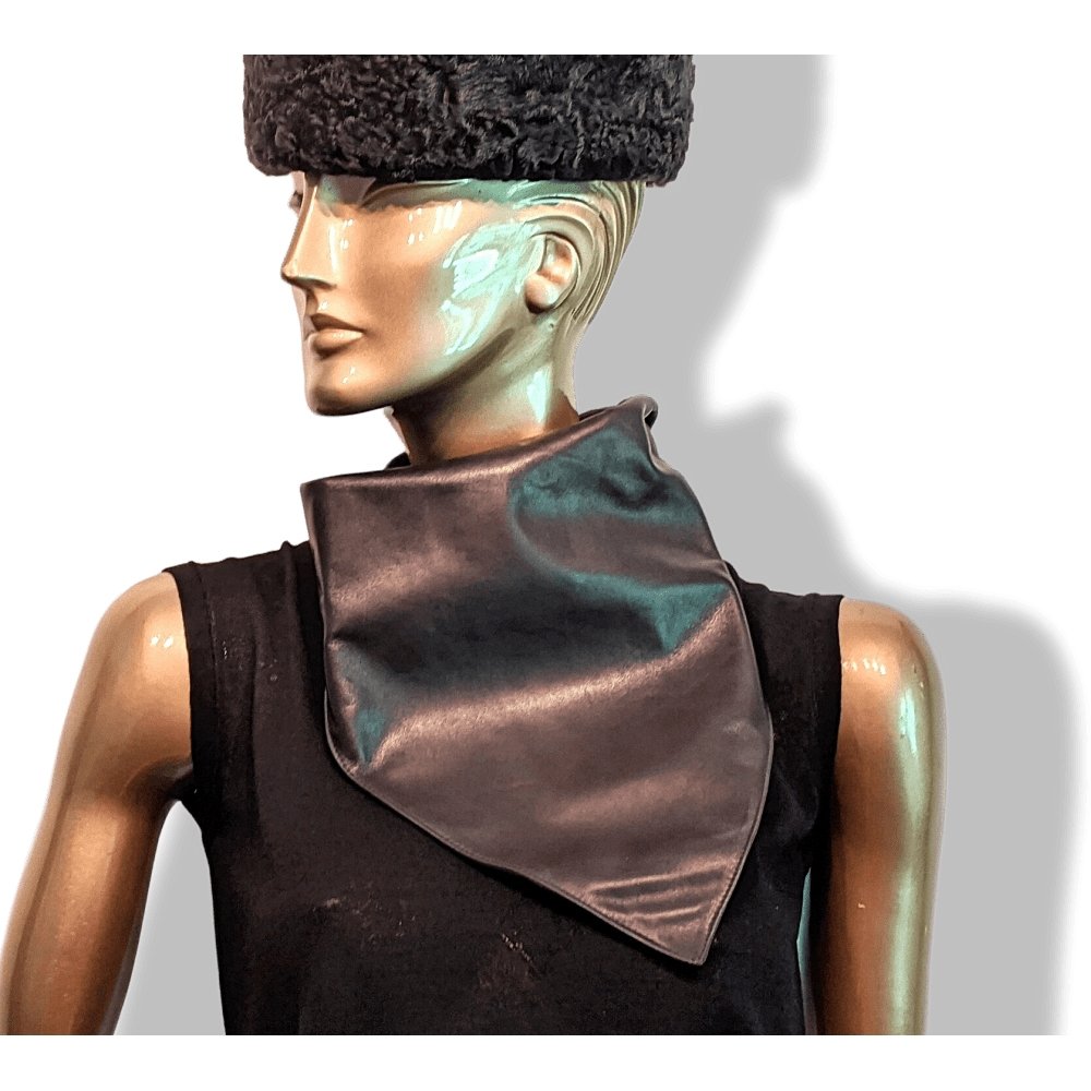 Hermes Unisex Dark Brown Lambskin COL FICHU AGNEAU PLUME Rodeo Bandana Texas Look, BNWTIB! - poupishop
