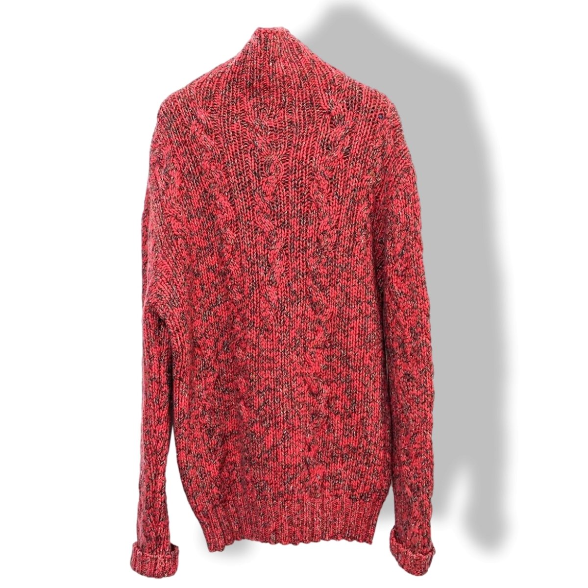 Hermes Unisex Fuchsia/Gris Tricot 89% Cashmere Oversized chunky cable knit sweater, XXL - poupishop