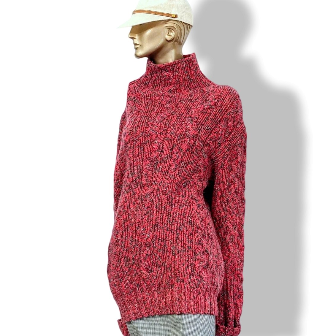 Hermes Unisex Fuchsia/Gris Tricot 89% Cashmere Oversized chunky cable knit sweater, XXL - poupishop