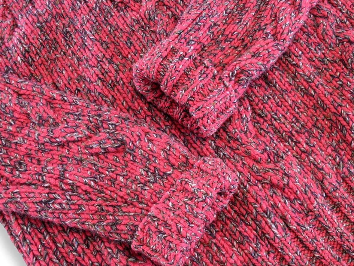 Hermes Unisex Fuchsia/Gris Tricot 89% Cashmere Oversized chunky cable knit sweater, XXL - poupishop