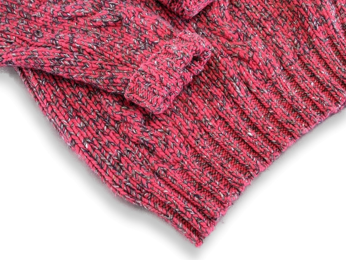 Hermes Unisex Fuchsia/Gris Tricot 89% Cashmere Oversized chunky cable knit sweater, XXL - poupishop