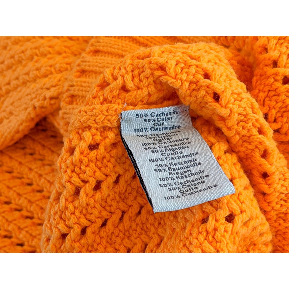 Hermes Unisex Orange Cashmere/Cotton Oversized TENNIS V-NECK Jumper Sweater, BNEW! - poupishop