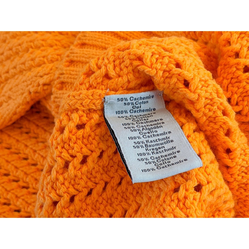 Hermes Unisex Orange Cashmere/Cotton Oversized TENNIS V-NECK Jumper Sweater, BNEW! - poupishop