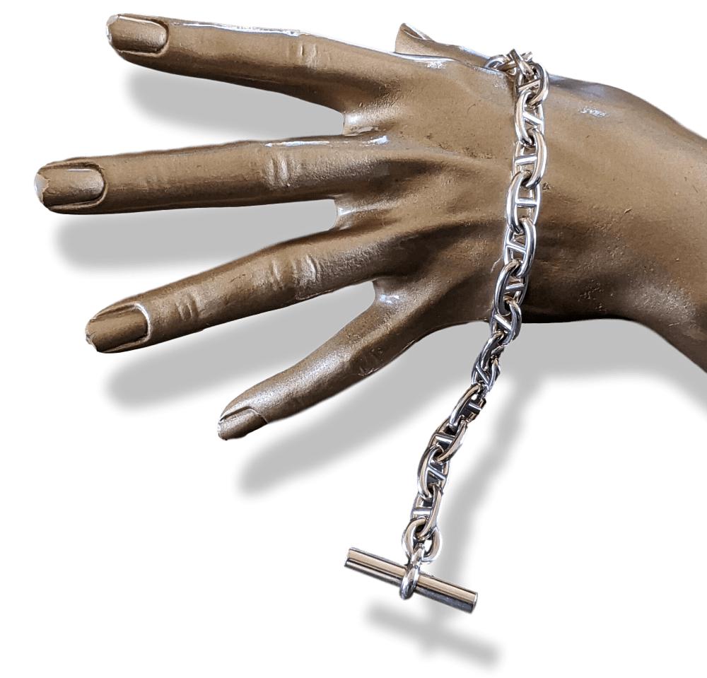 Hermes Unisex Sterling Silver 925 CHAINE D'ANCRE MM Bracelet Size XL, NWTIB! - poupishop