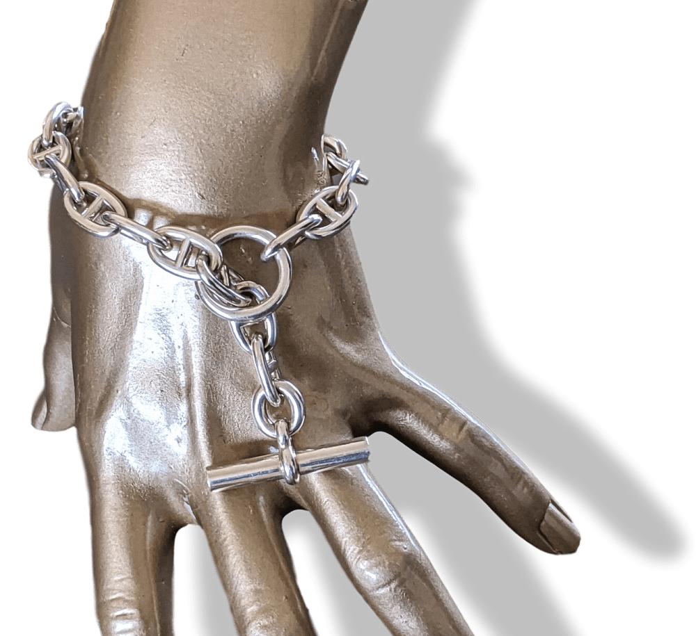 Hermes Unisex Sterling Silver 925 CHAINE D'ANCRE MM Bracelet Size XL, NWTIB! - poupishop