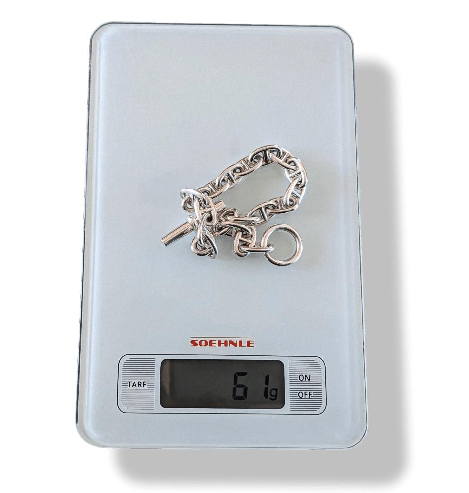 Hermes Unisex Sterling Silver 925 CHAINE D'ANCRE MM Bracelet Size XL, NWTIB! - poupishop