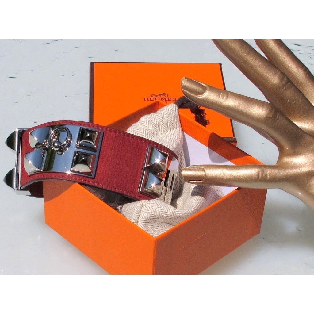 Hermes Veau Doblis Silver Collier de Chien Unisex Bracelet CDC, NIB! - poupishop