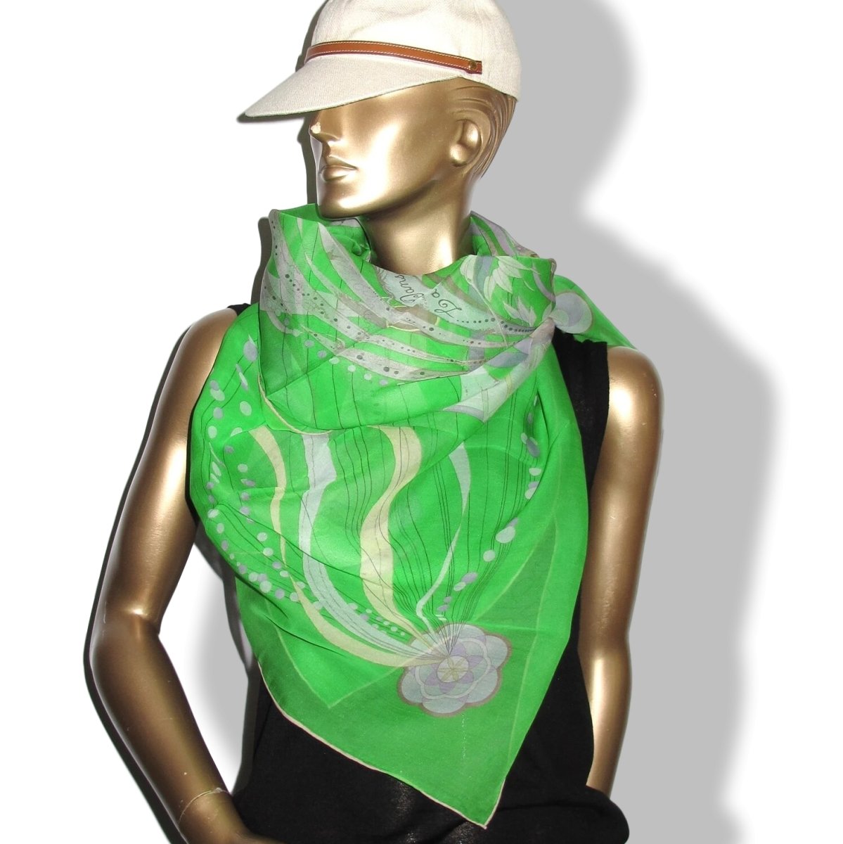 Hermes Vert Vif LA DANSE DU COSMOS by Zoe Pauwels Mousseline Shawl 140, New! - poupishop