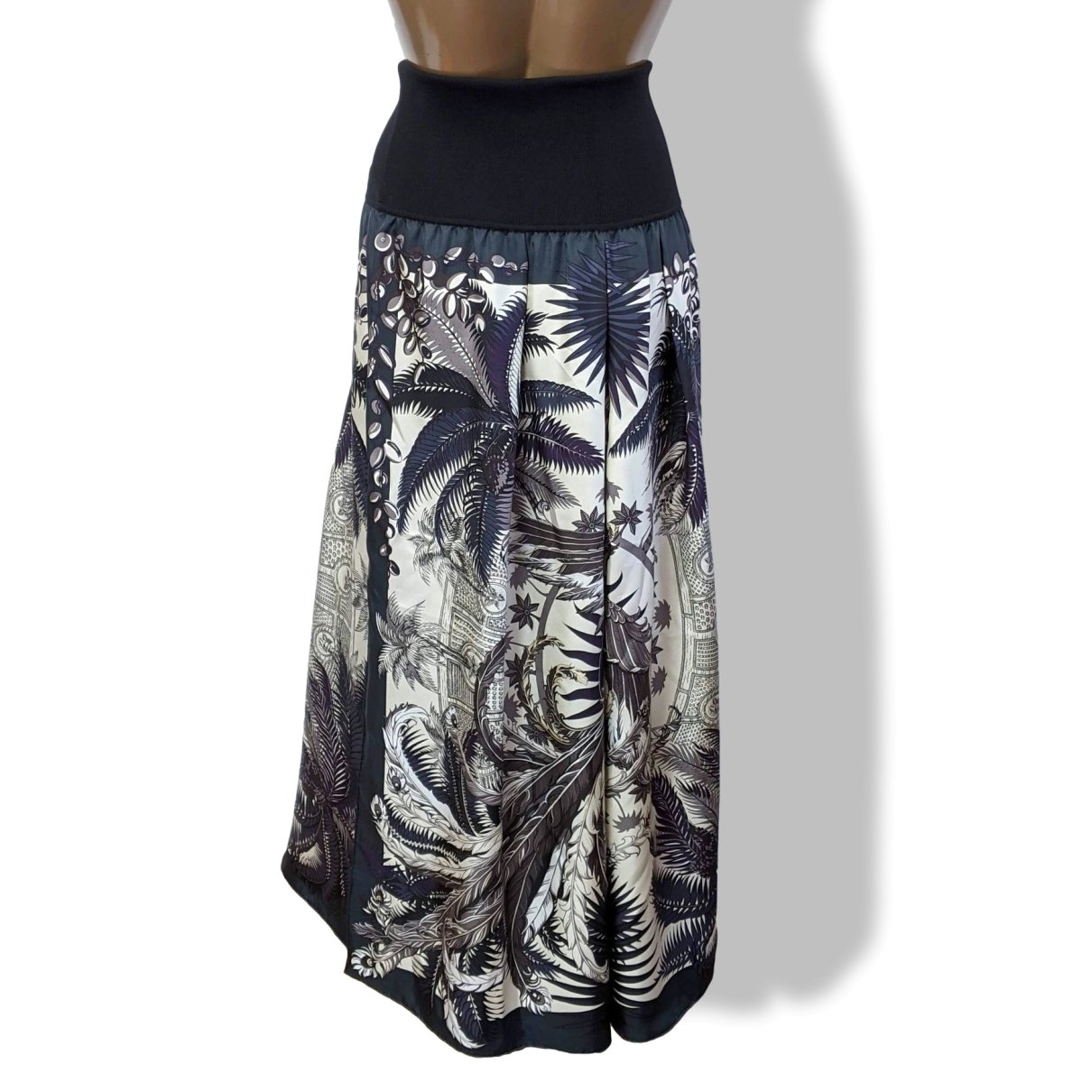 Hermes Vert/Anthracite/Vanille MYTHIQUES PHOENIX TWILLAINE Long Skirt, Rare, Grail, Sz40 - poupishop