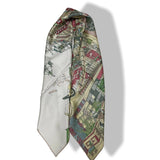 Hermes Vert/Blanc/Rose LA LEGENDE DU CHEVAL A PLUMES by Ugo Gattoni Twill Carre 90cm cm, BNWTIB! - poupishop