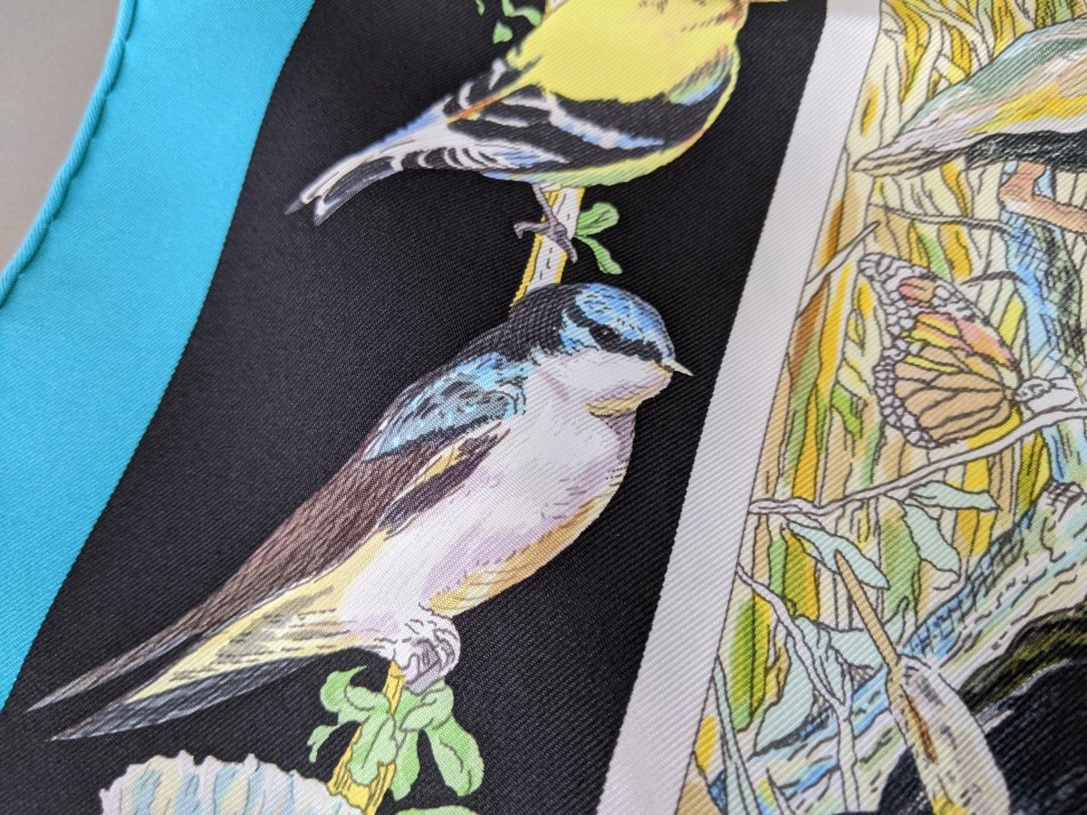 Hermes Vert/Noir/Jaune LA VIE SAUVAGE DU TEXAS by Kermit Oliver Blanc Matt Overprint Twill 90cm, NWTIB! - poupishop