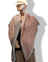 Hermes Vey Chic Grey/Brown Fringed Cashmere Shawl from the Men Collection, BNWTIB! - poupishop