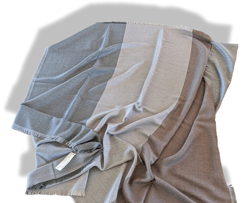 Hermes Vey Chic Grey/Brown Fringed Cashmere Shawl from the Men Collection, BNWTIB! - poupishop