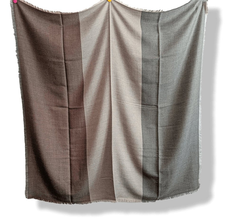 Hermes Vey Chic Grey/Brown Fringed Cashmere Shawl from the Men Collection, BNWTIB! - poupishop