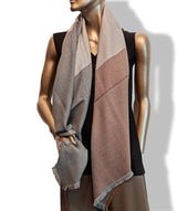 Hermes Vey Chic Grey/Brown Fringed Cashmere Shawl from the Men Collection, BNWTIB! - poupishop