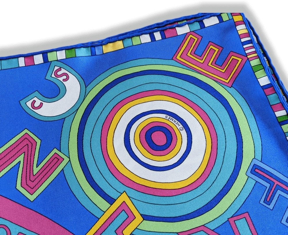 Hermes Vibrant Blue/Multi Tohu Bohu by Claudia Sthulhofer-Mayr Twill Silk Scarf 90cm, New! - poupishop