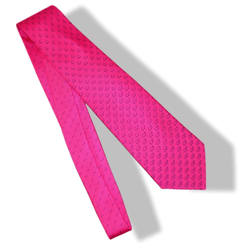Hermes Vibrant Pink Elephant DESSINE MOI Twill Silk Tie 9cm, NIB! - poupishop