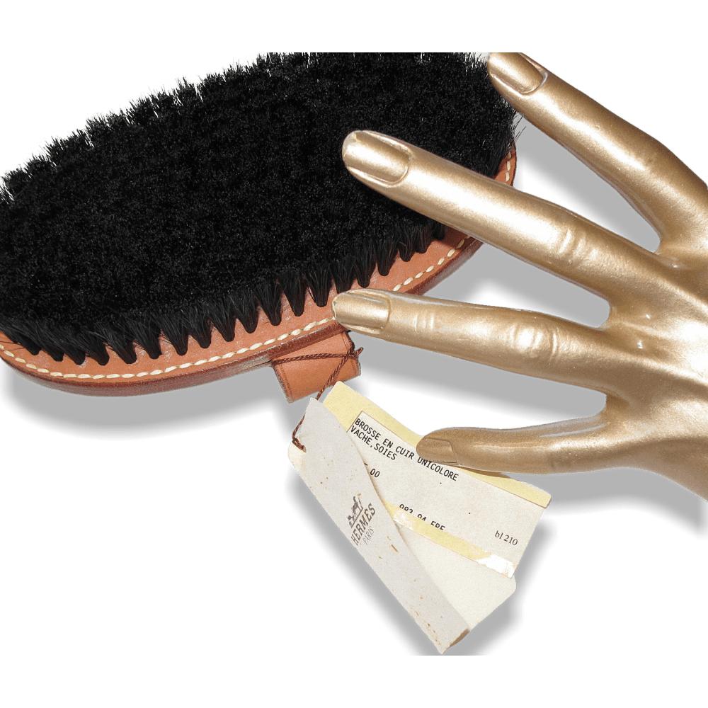 Hermes Vintage 1960s Leather/Silk Horse Soft Body Brush Rare, NWT! - poupishop