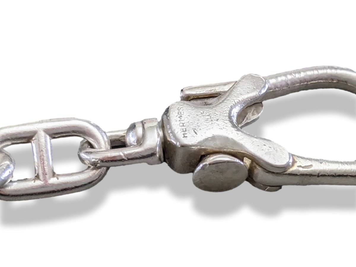 Hermes Vintage 1970s Sterling Silver 925 Chaine D'Ancre Key Ring