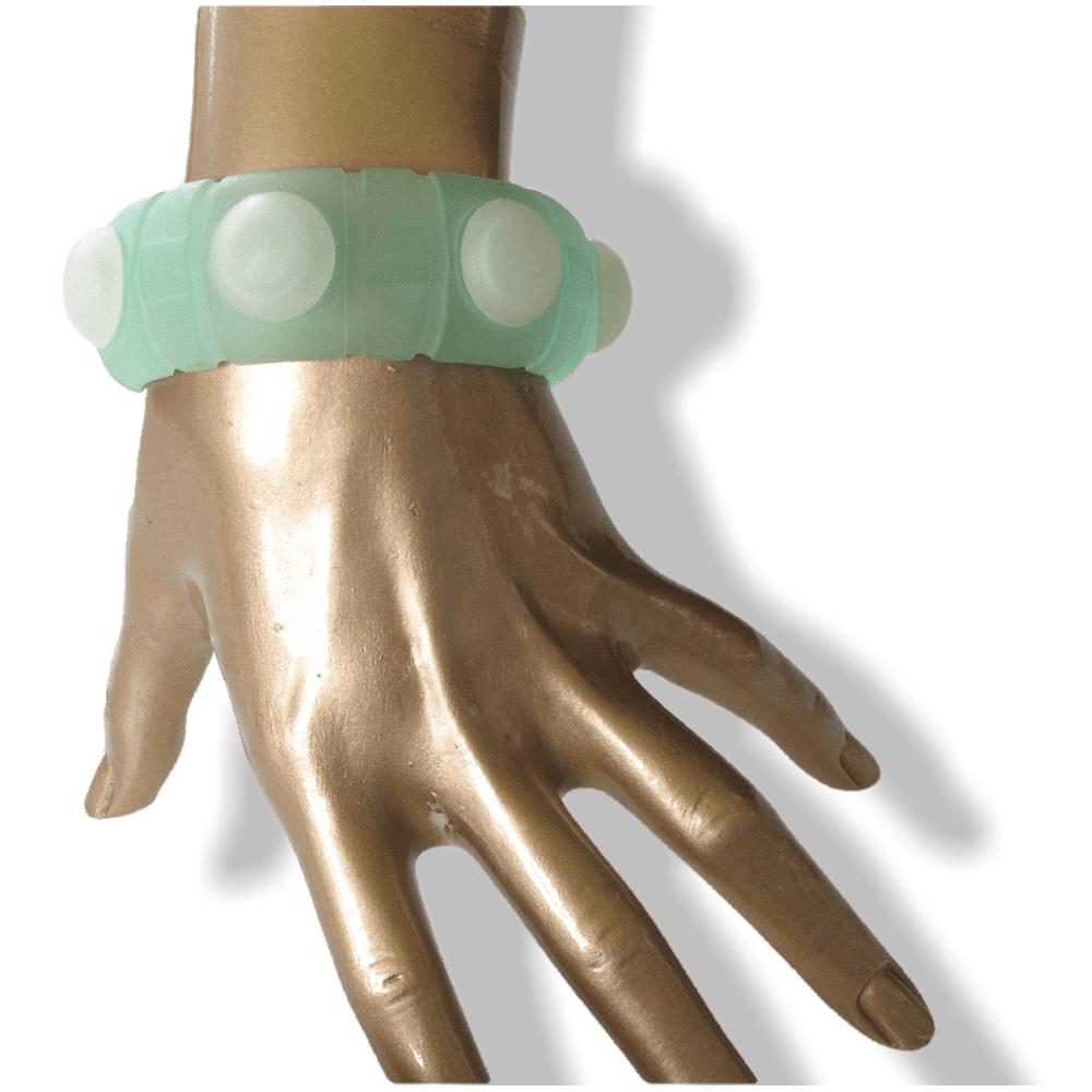 Hermes Vintage 1974 Green Resine Amazone Perfume Bangle Bracelet, Rare! - poupishop