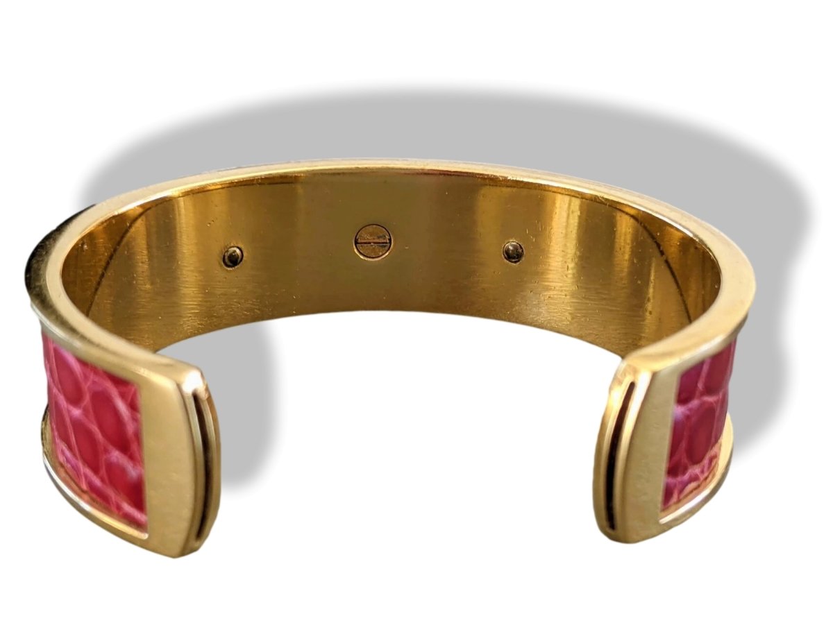 Hermes Vintage 1980s Red Crocodile Cuff Bracelet GHW, Rare! - poupishop