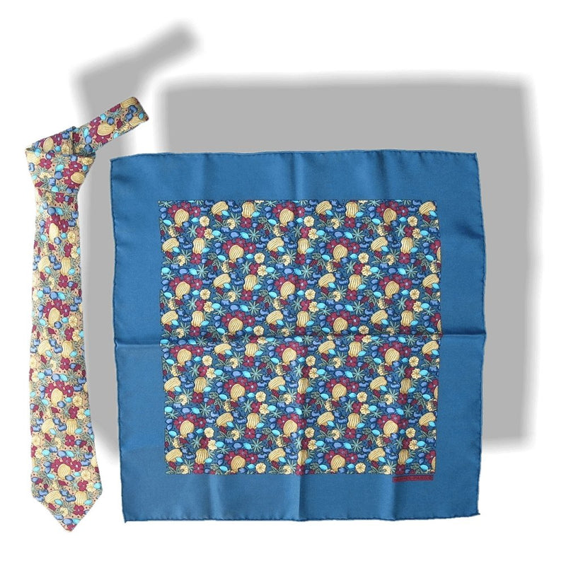 Hermes Vintage 1990cms Coloquintes Printed Set Twill Silk Gavroche & Tie, New! - poupishop