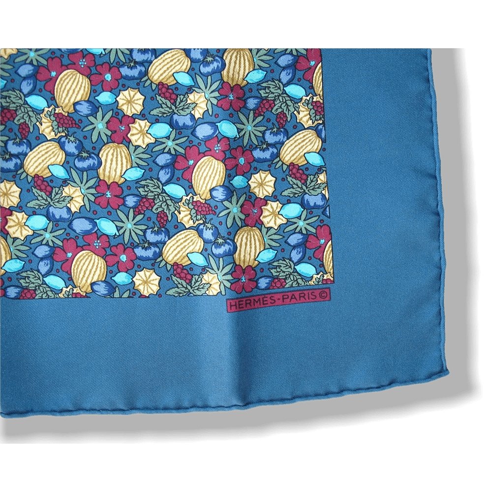 Hermes Vintage 1990cms Coloquintes Printed Set Twill Silk Gavroche & Tie, New! - poupishop