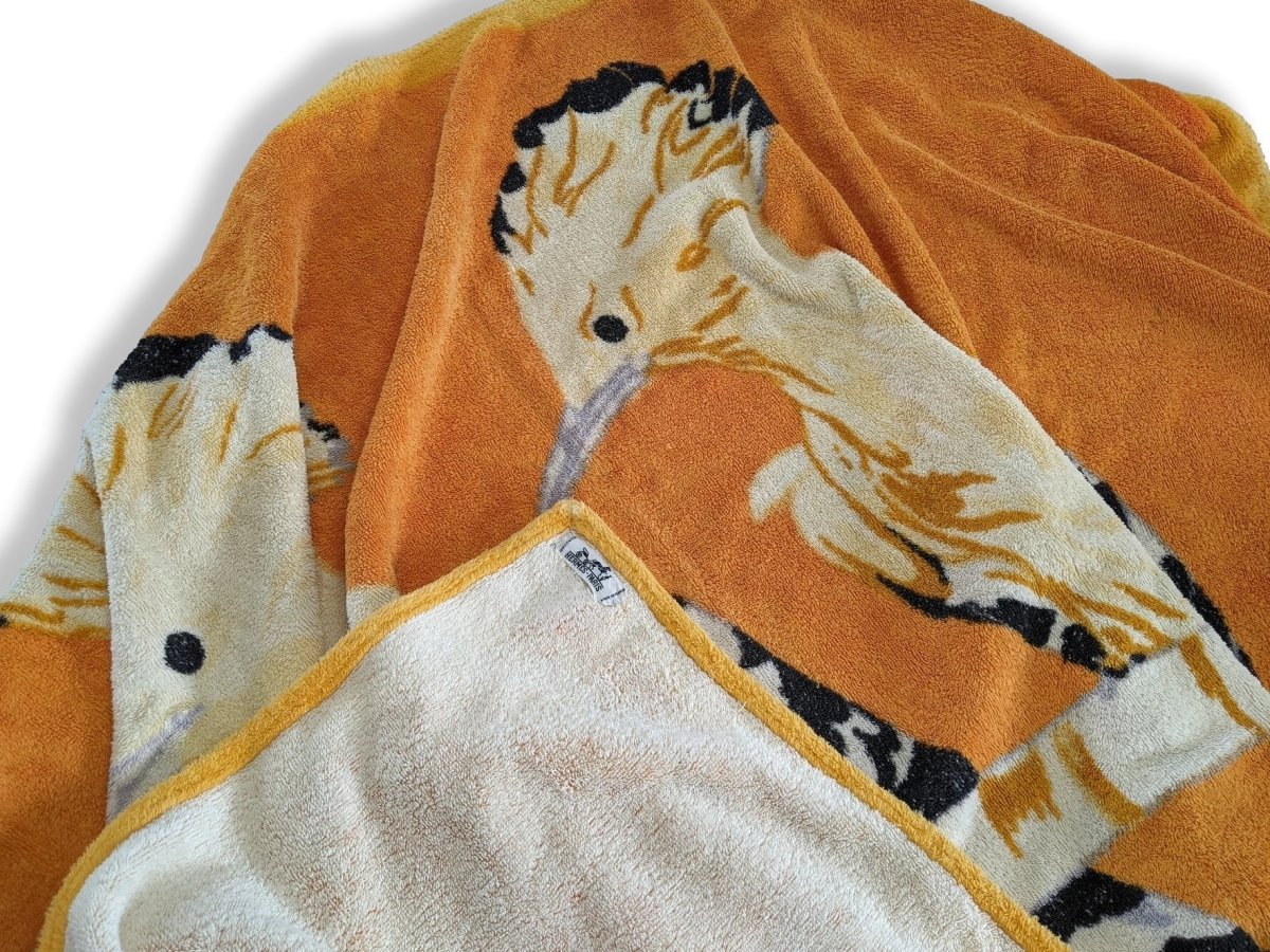 Hermes Vintage 1990cms Les Huppes Birds Beach Towel Inspired by Xavier de Poret, Rare! - poupishop