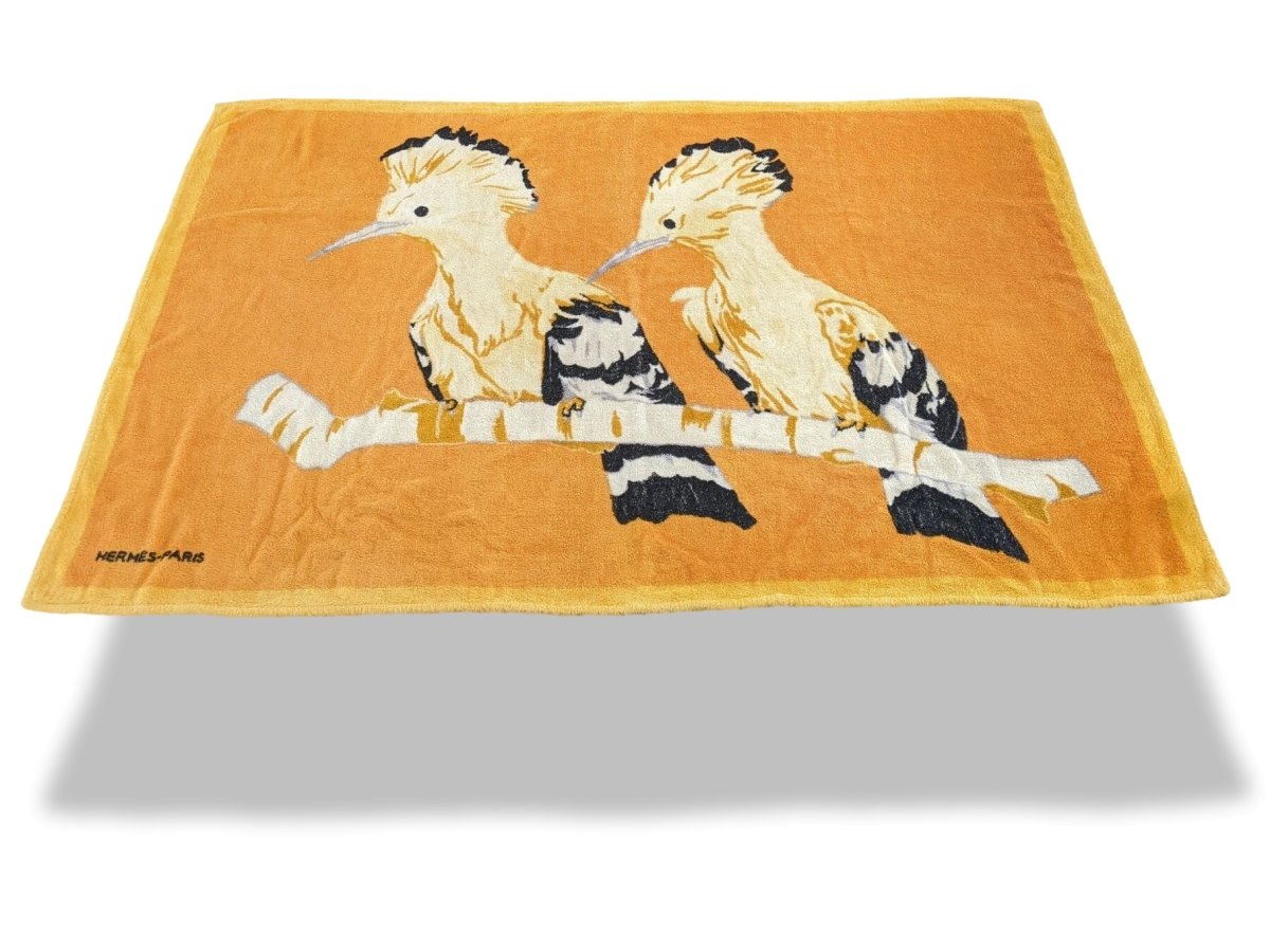Hermes Vintage 1990cms Les Huppes Birds Beach Towel Inspired by Xavier de Poret, Rare! - poupishop