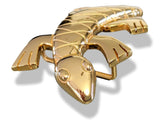 Hermes Vintage 1990cms Plated Yellow Gold LIZARD- GECKO Belt Buckle 32mm, Rare! - poupishop