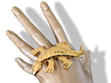 Hermes Vintage 1990cms Plated Yellow Gold LIZARD- GECKO Belt Buckle 32mm, Rare! - poupishop