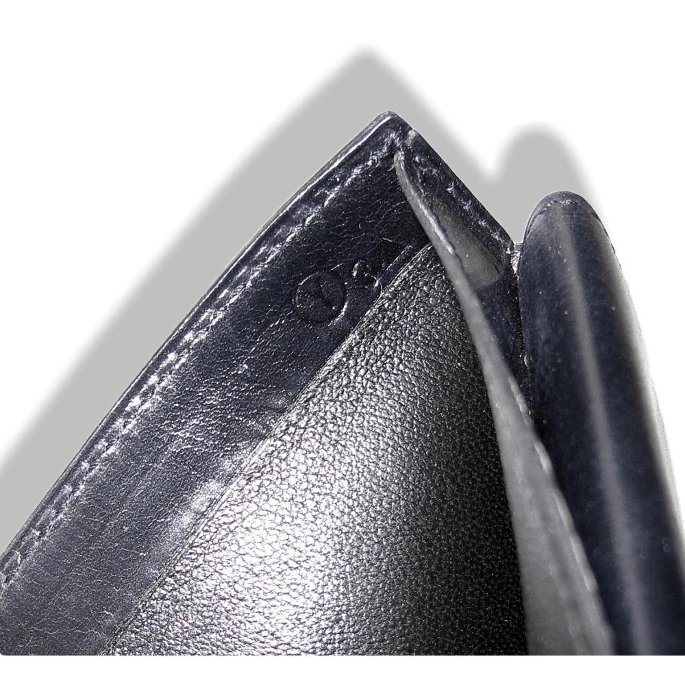 Hermes Vintage 1995 Black Box Leather Unisex Billfold Wallet With Coin Pocket, Mint! - poupishop