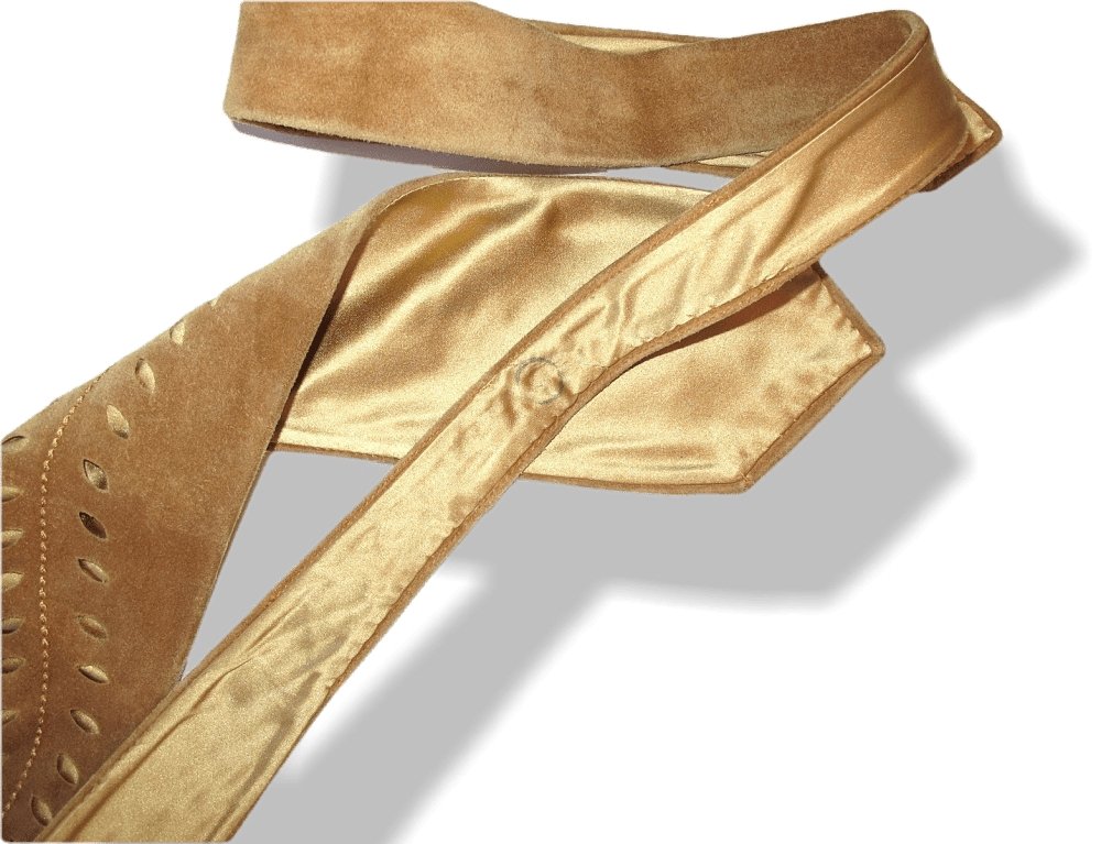 Hermes Vintage 60s Camel Mesh Suede Tie Lined with Satin of Silk, Rare! - poupishop