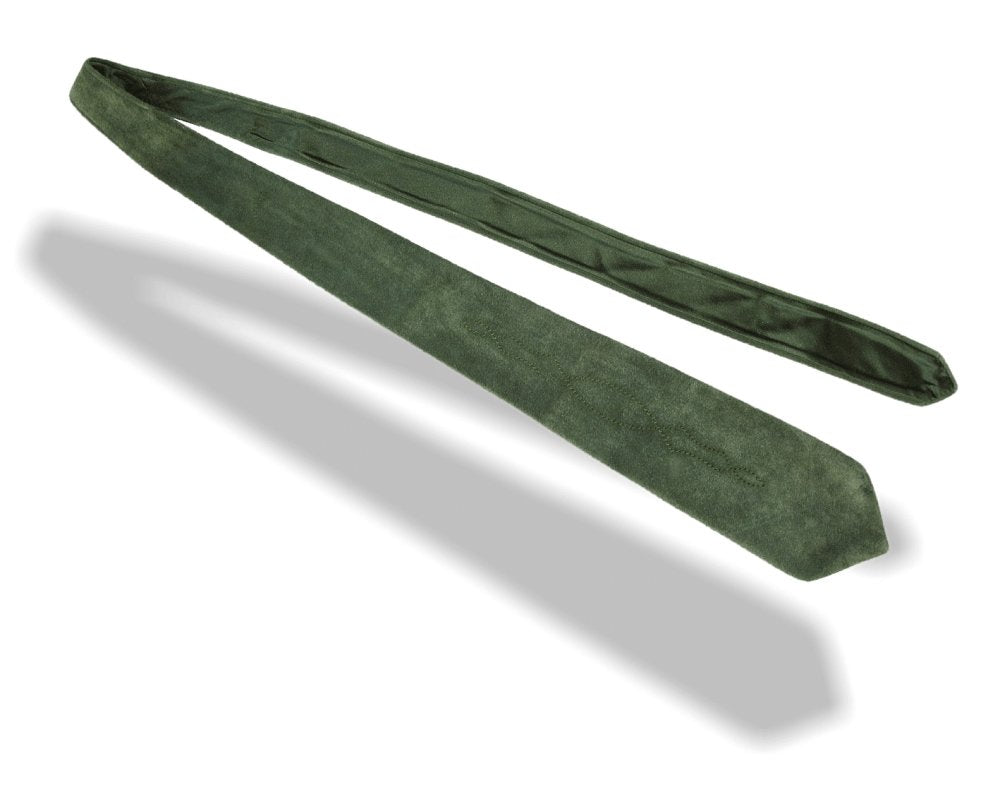 Hermes Vintage 60s Green Suede Arabesques Tie Lined with Satin of Silk 3.94", Rare! - poupishop